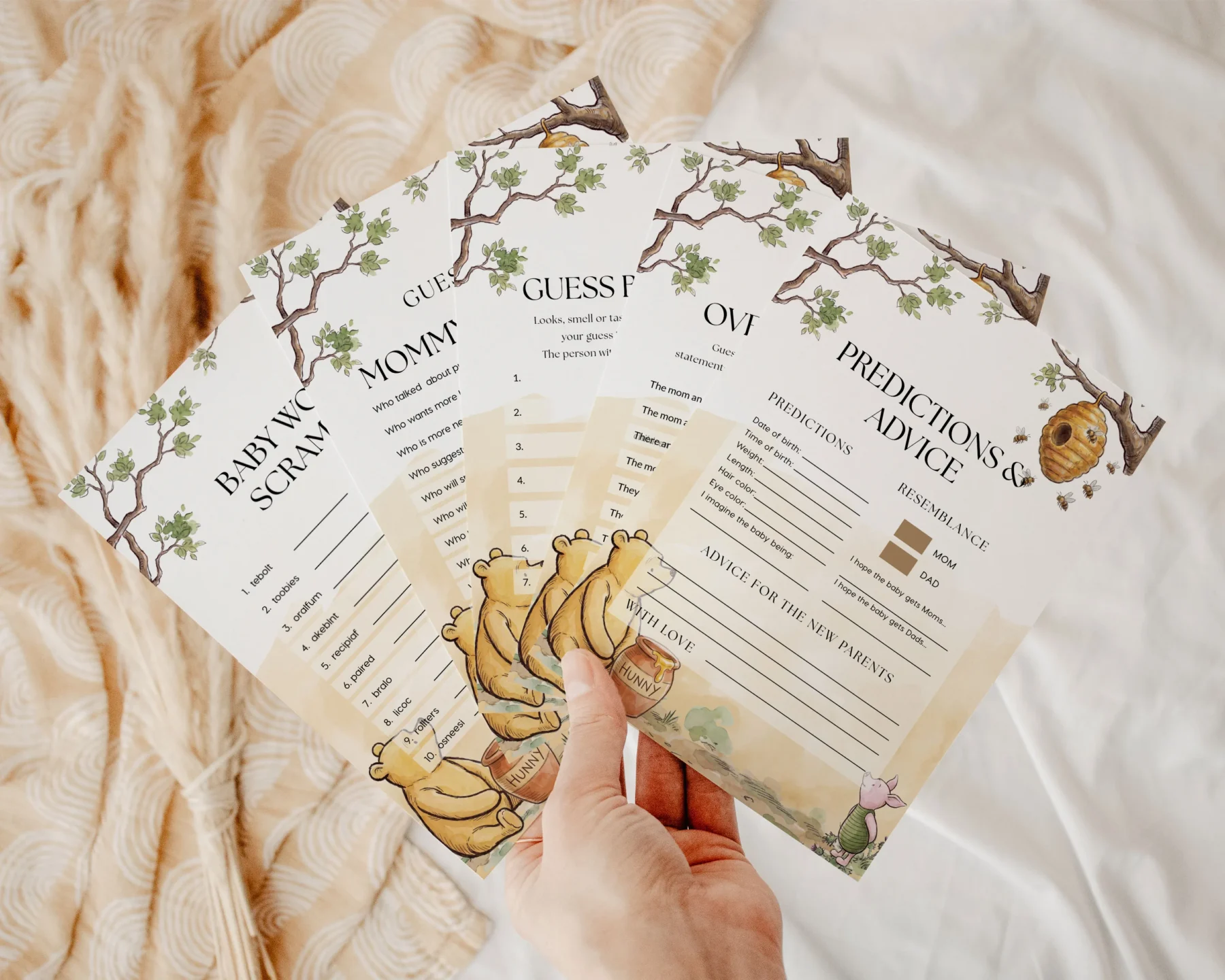 Winnie Beige Baby Shower Game Canva Template detail 2