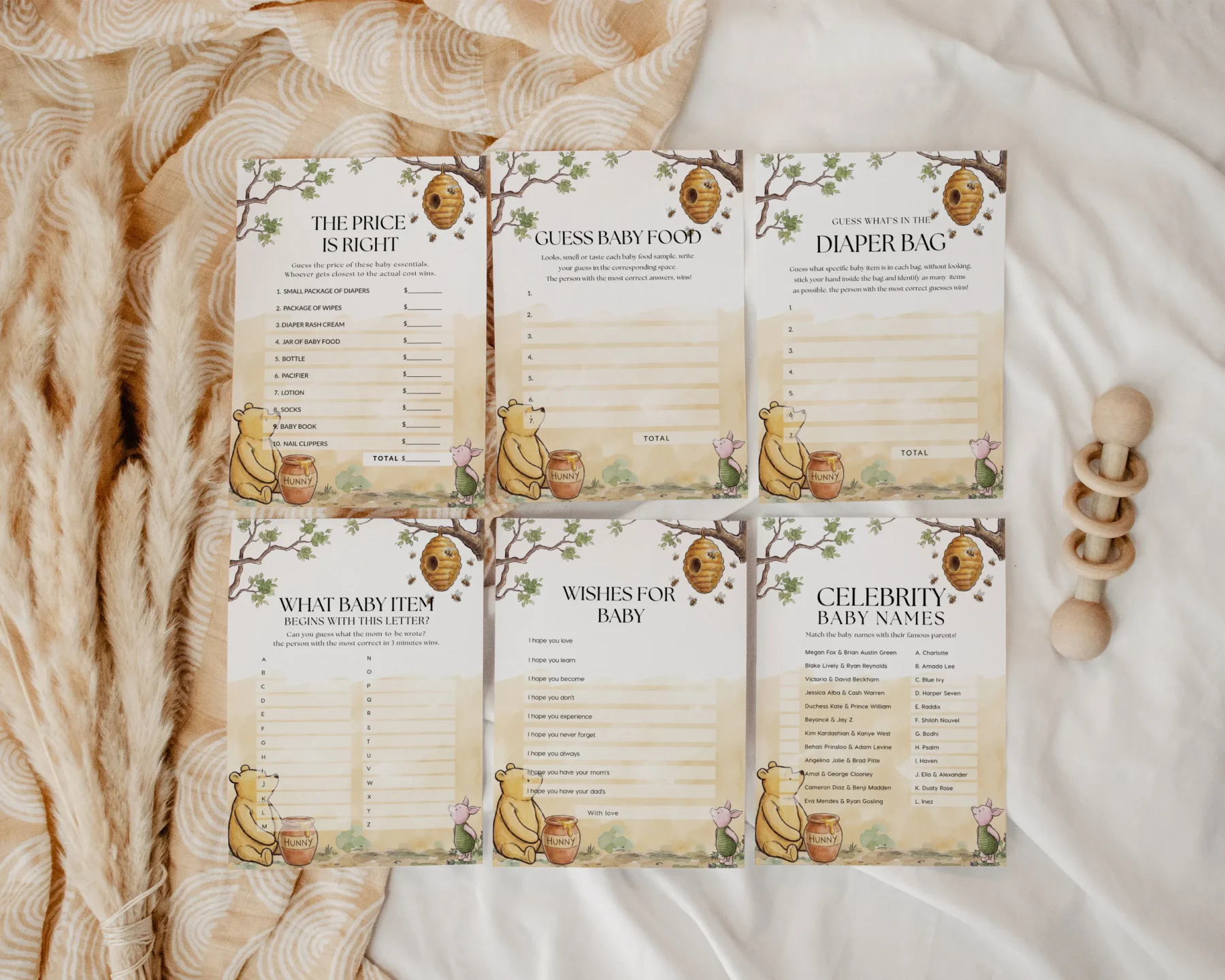Winnie Beige Baby Shower Game Canva Template detail 3