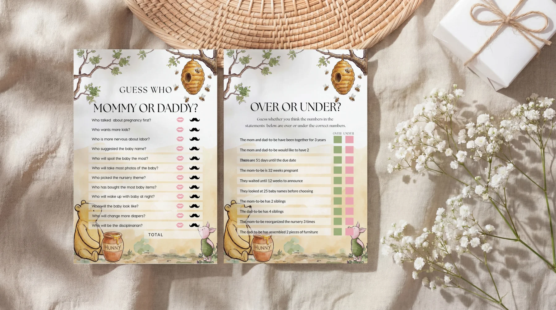 Winnie Beige Baby Shower Game Canva Template detail 4