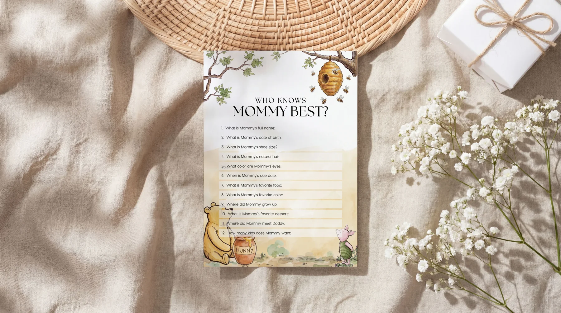 Winnie Beige Baby Shower Game Canva Template detail 5