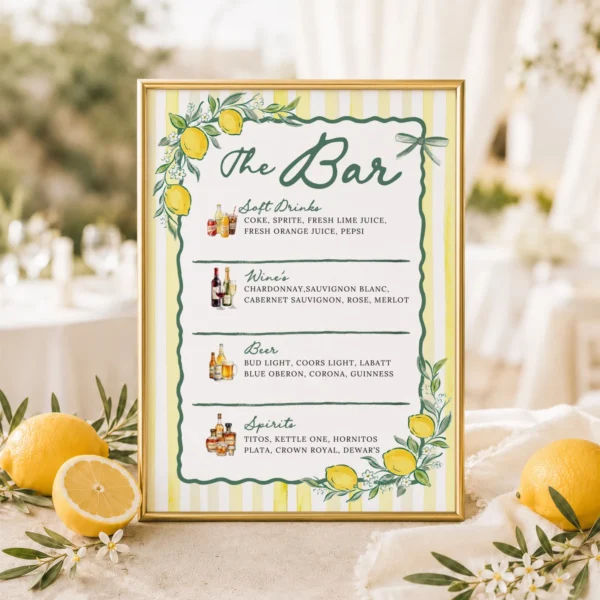 Lemon baby shower Baby Shower Sign Canva Template preview