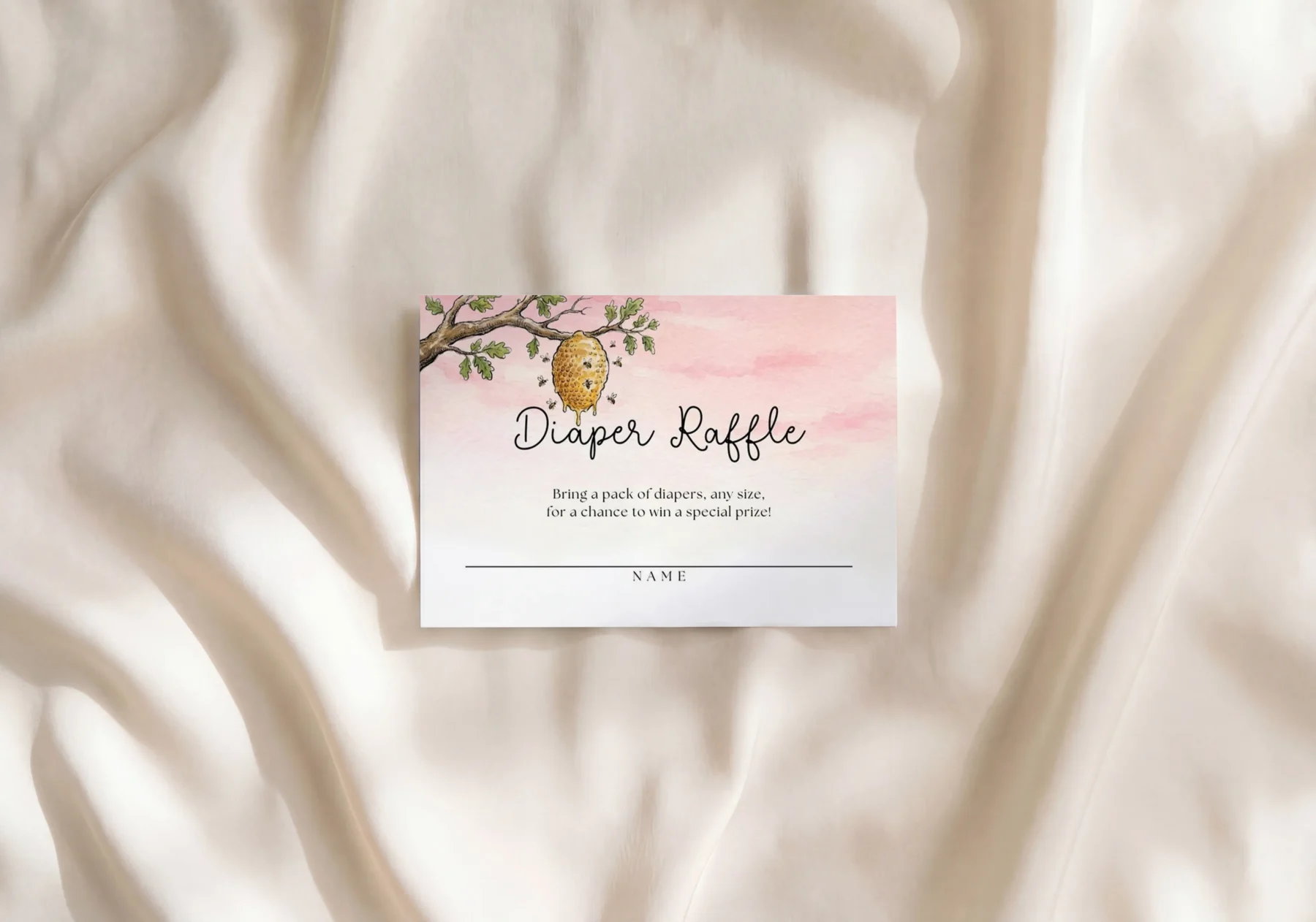 Winnie Pink Baby Shower Diaper Raffle Card Canva Template detail 3
