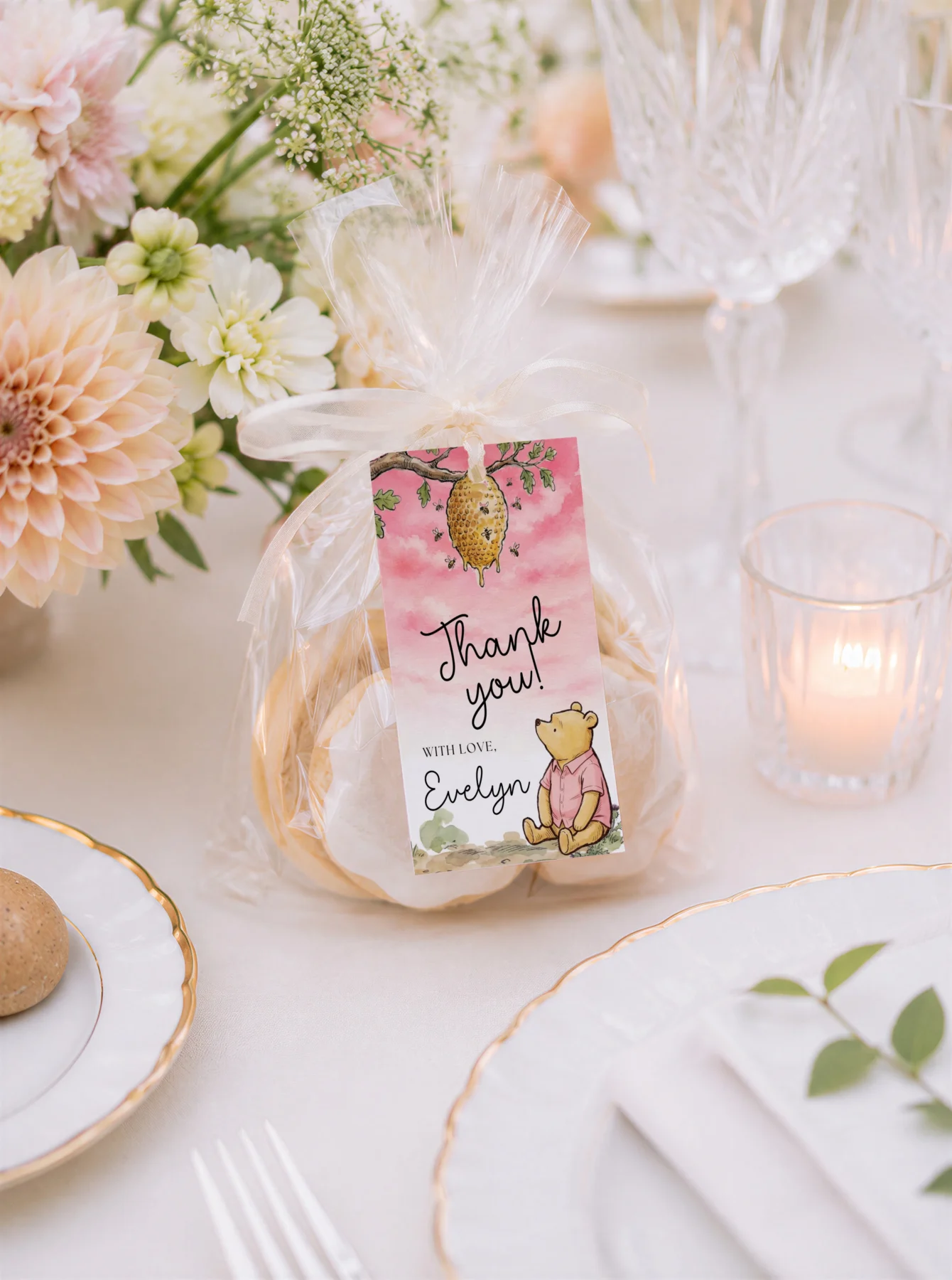 Winnie Pink Baby Shower Gift Tag Canva Template detail 3