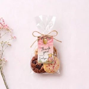 Winnie Pink Baby Shower Gift Tag Canva Template preview