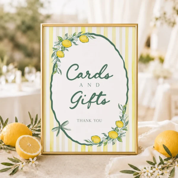 Lemon baby shower Baby Shower Sign Canva Template preview