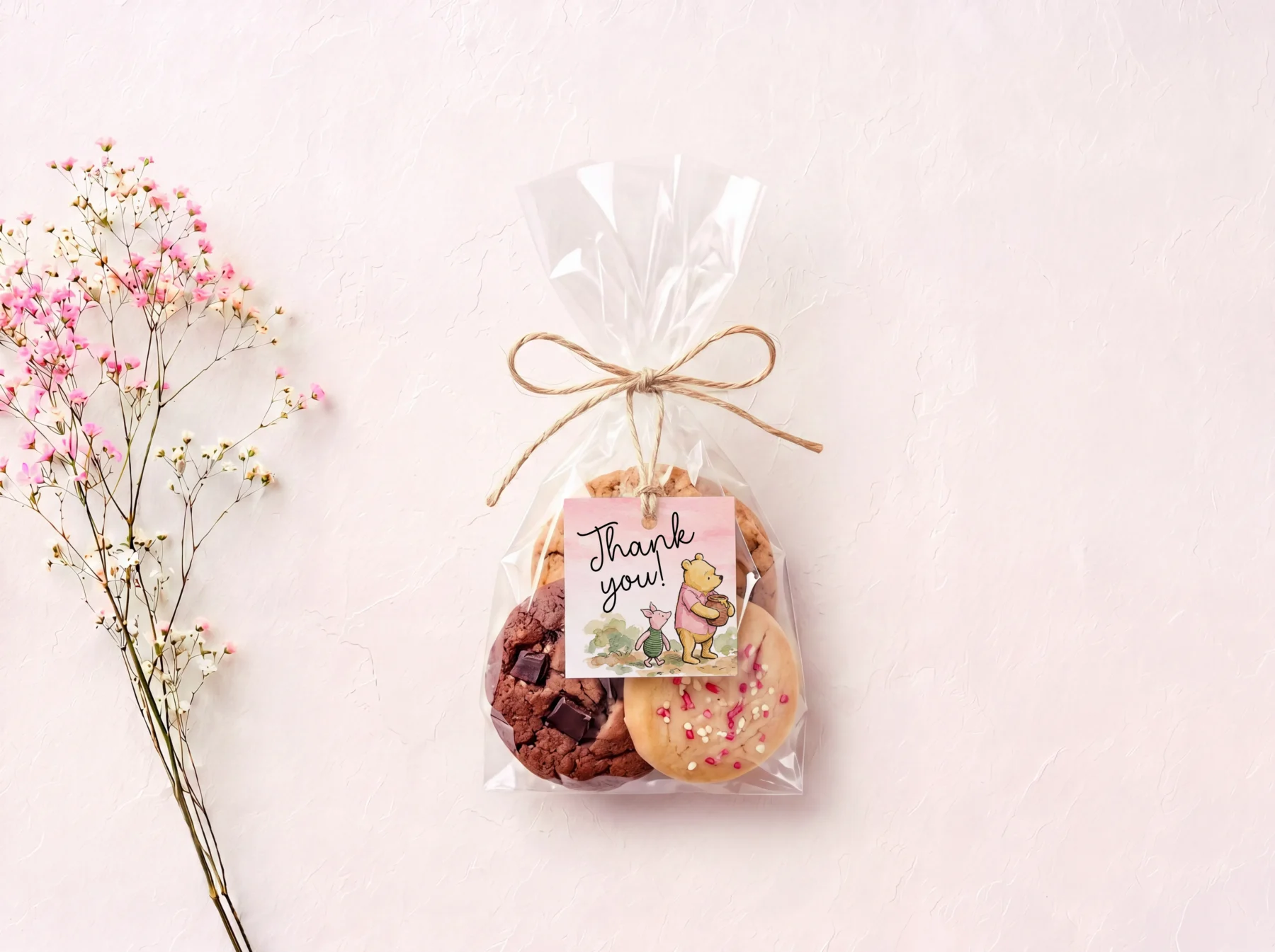 Winnie Pink Baby Shower Gift Tag Canva Template detail 2