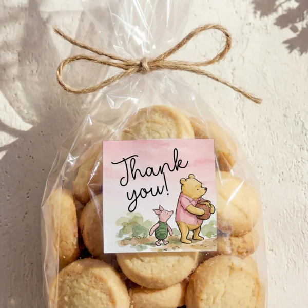 Winnie Pink Baby Shower Gift Tag Canva Template preview