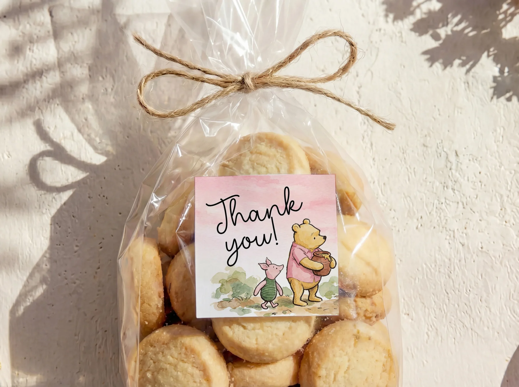 Winnie Pink Baby Shower Gift Tag Canva Template preview