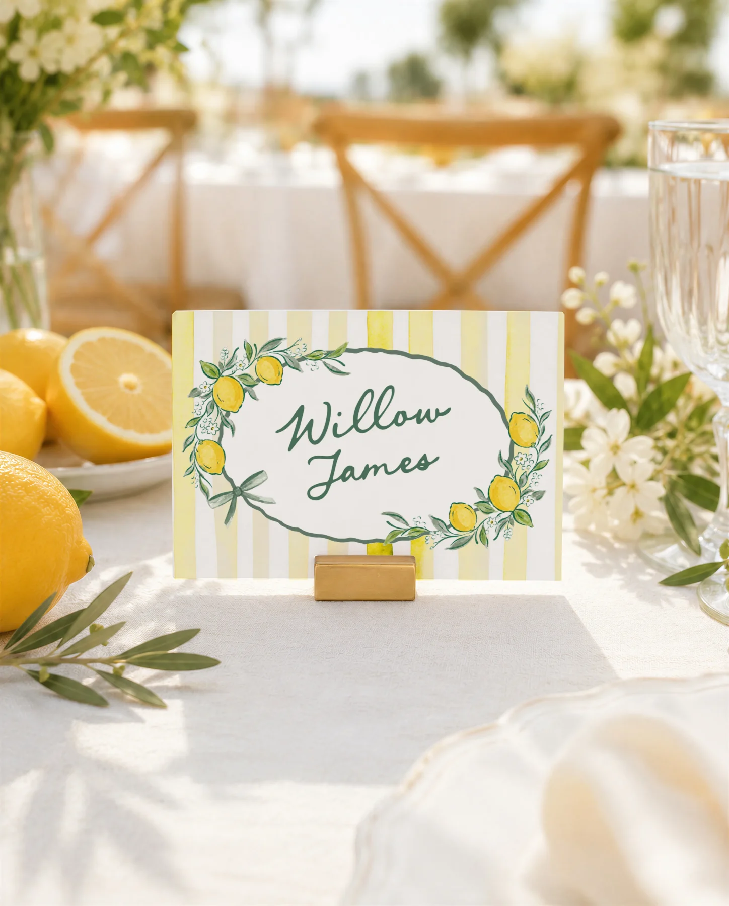 Lemon baby shower Baby Shower Place Card Canva Template preview