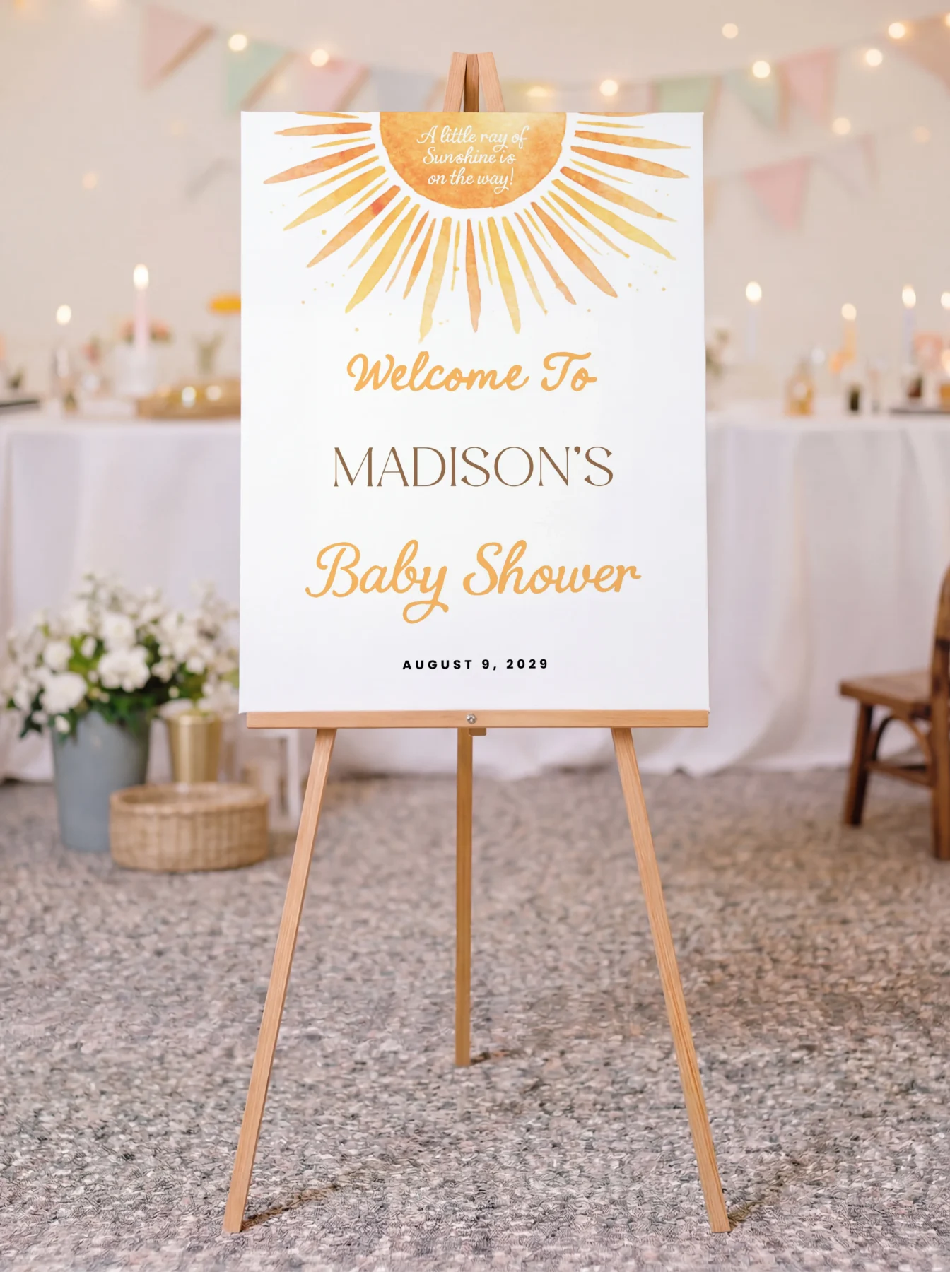 Sunshine Baby Shower Welcome Sign Canva Template detail 2