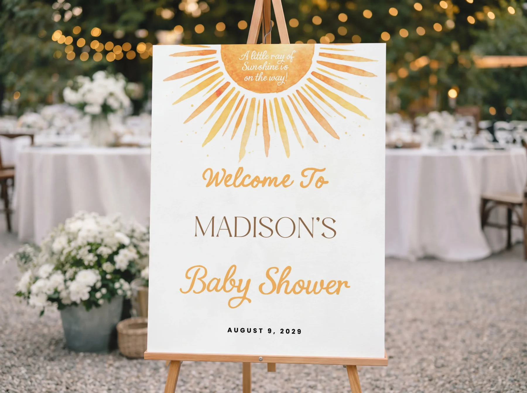 Sunshine Baby Shower Welcome Sign Canva Template detail 3