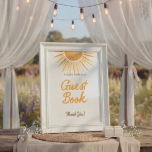 Sunshine Baby Shower Sign Canva Template preview
