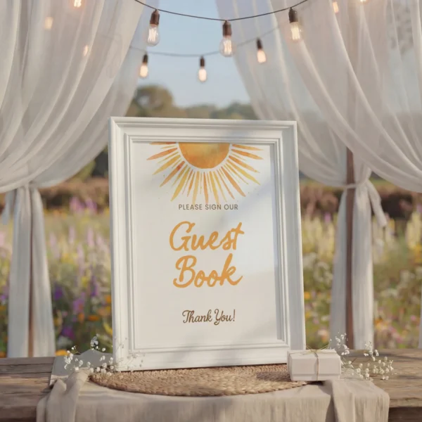 Sunshine Baby Shower Sign Canva Template preview