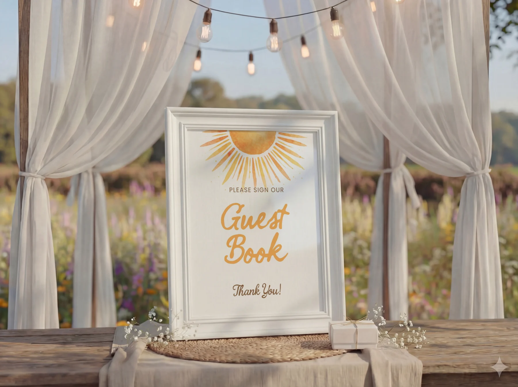 Sunshine Baby Shower Sign Canva Template preview