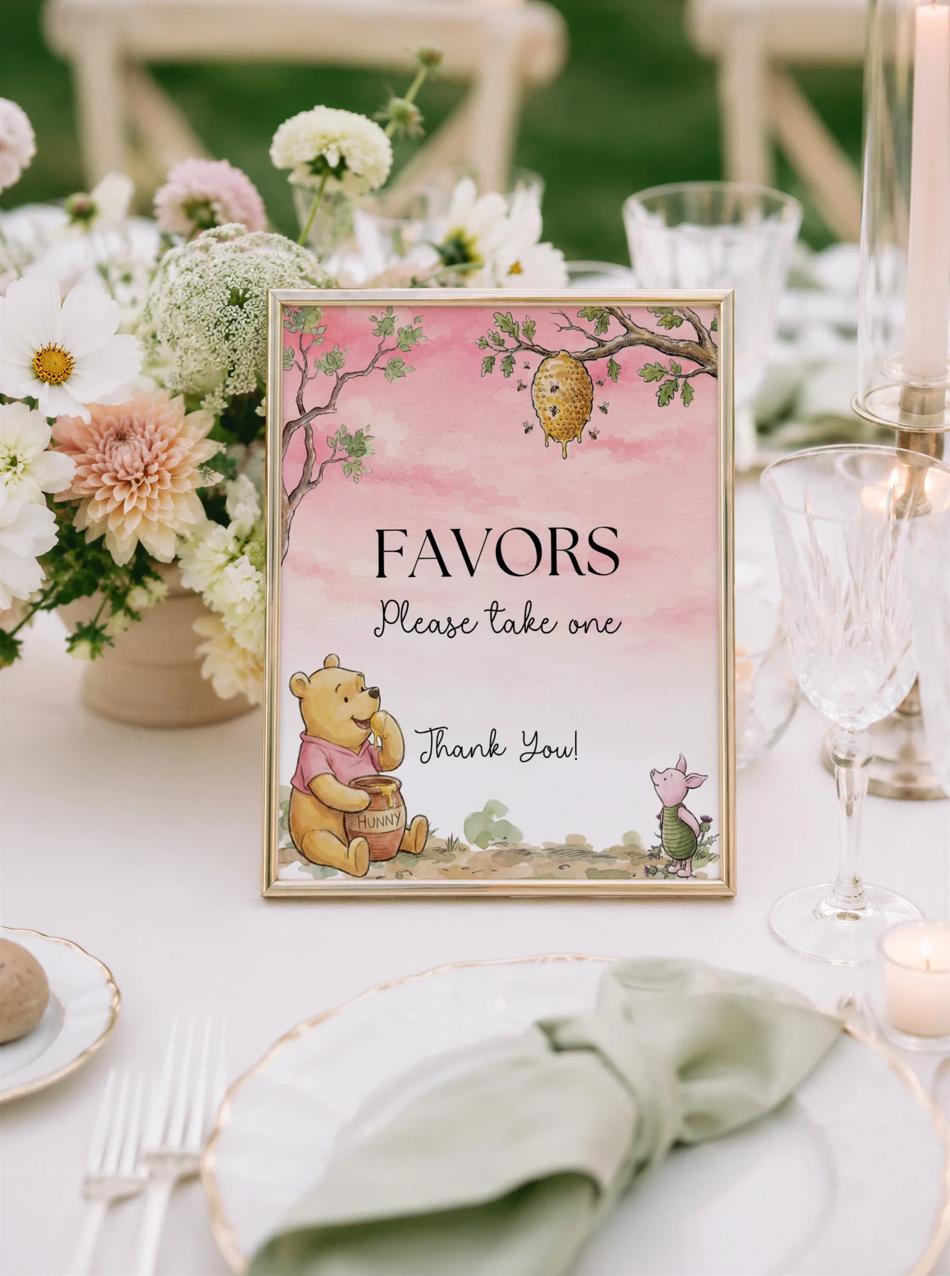 Winnie Pink Baby Shower Favor Tag Canva Template detail 2