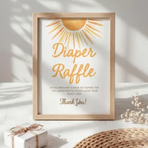 Sunshine Baby Shower Sign Canva Template preview