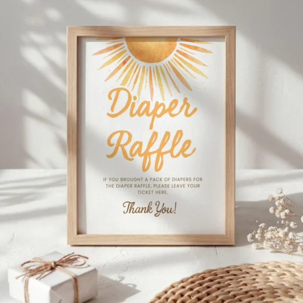 Sunshine Baby Shower Sign Canva Template preview