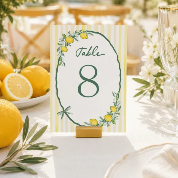 Lemon baby shower Baby Shower Table Numbers Canva Template preview