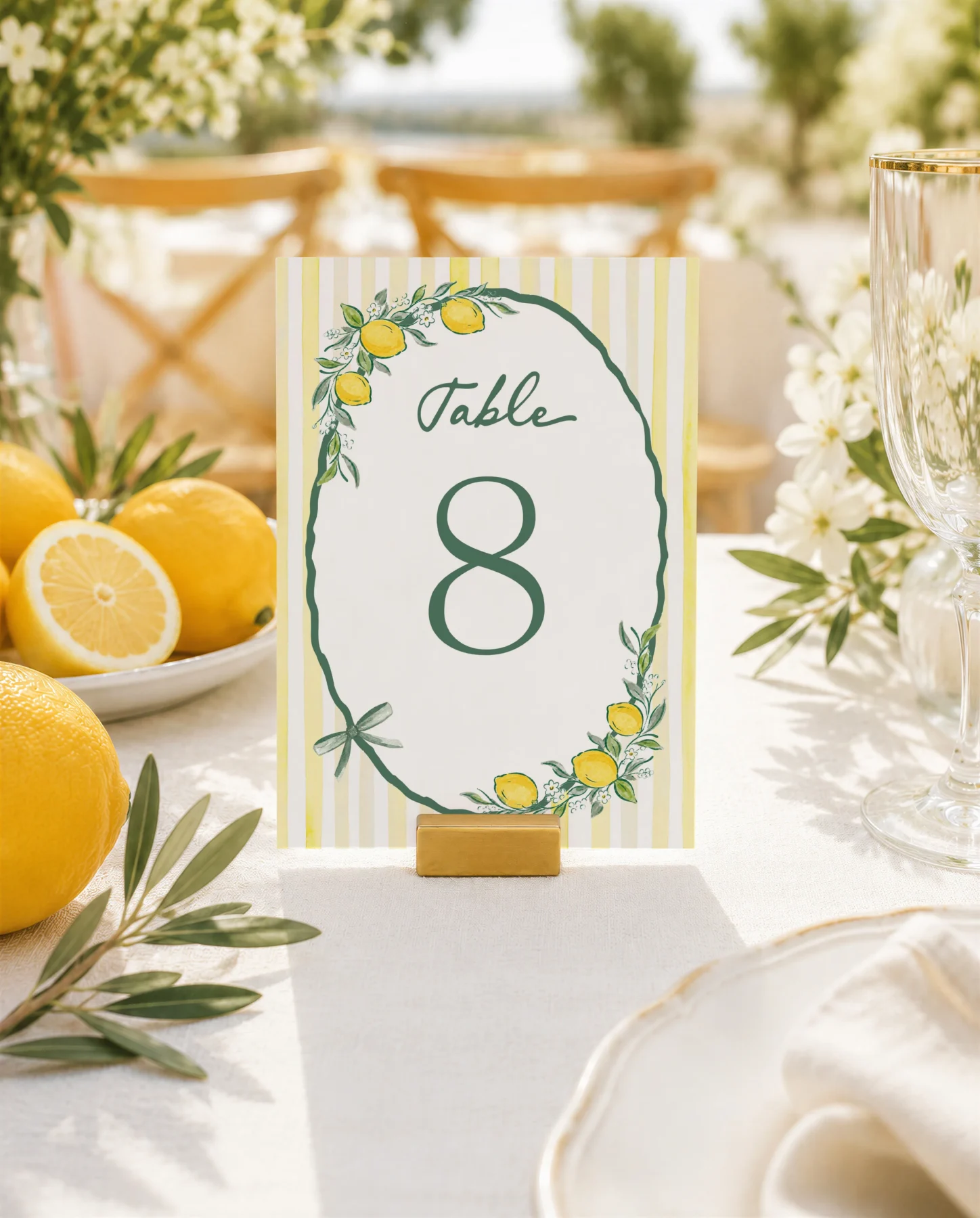 Lemon baby shower Baby Shower Table Numbers Canva Template preview