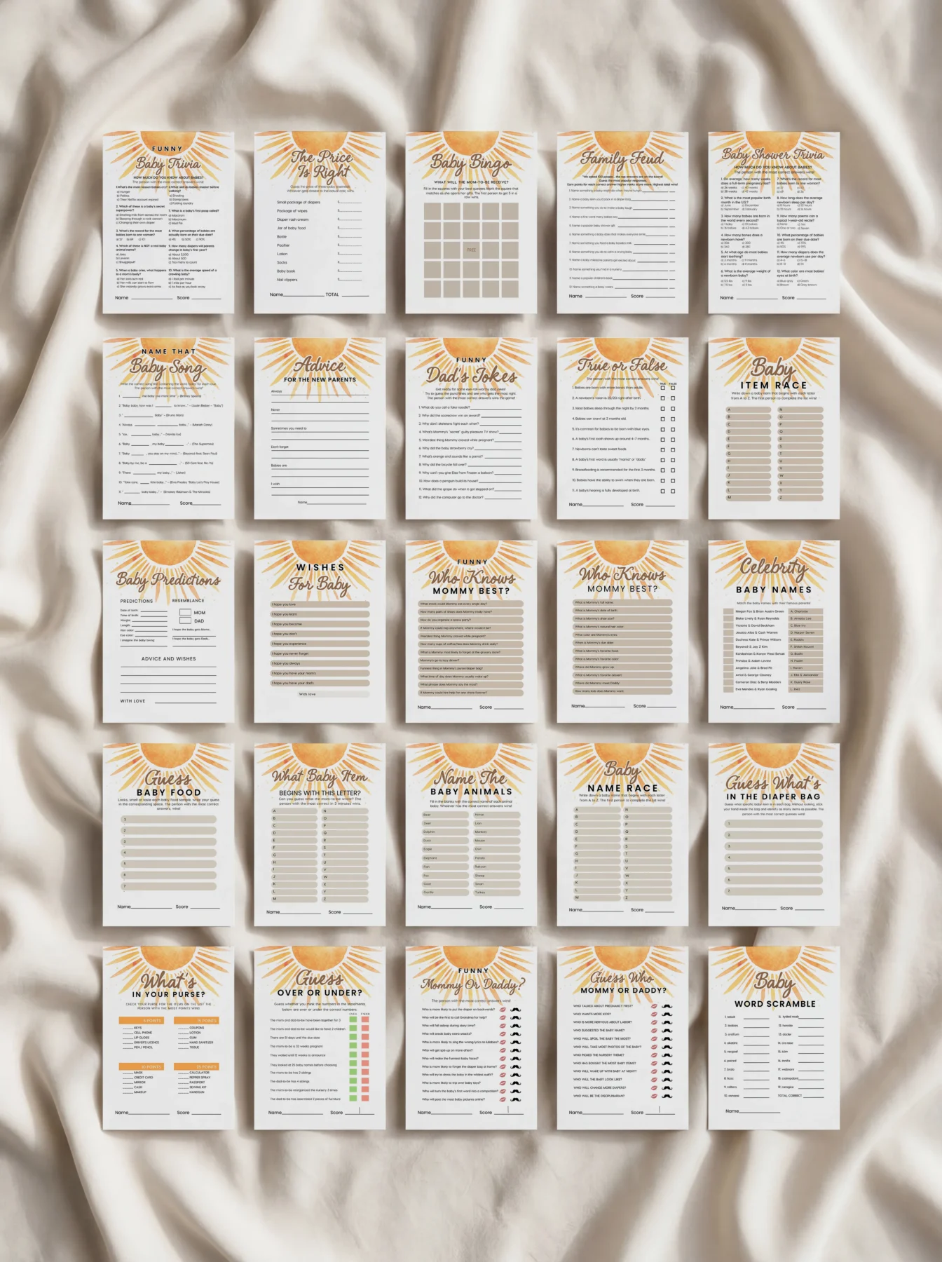 Sunshine Baby Shower Game Canva Template detail 7