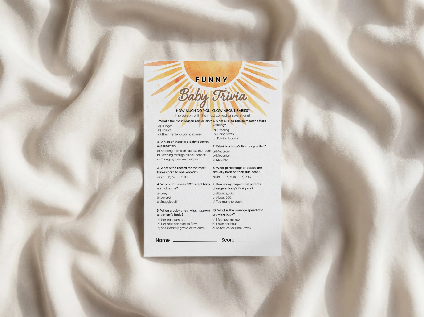 Sunshine Baby Shower Game Canva Template detail 3