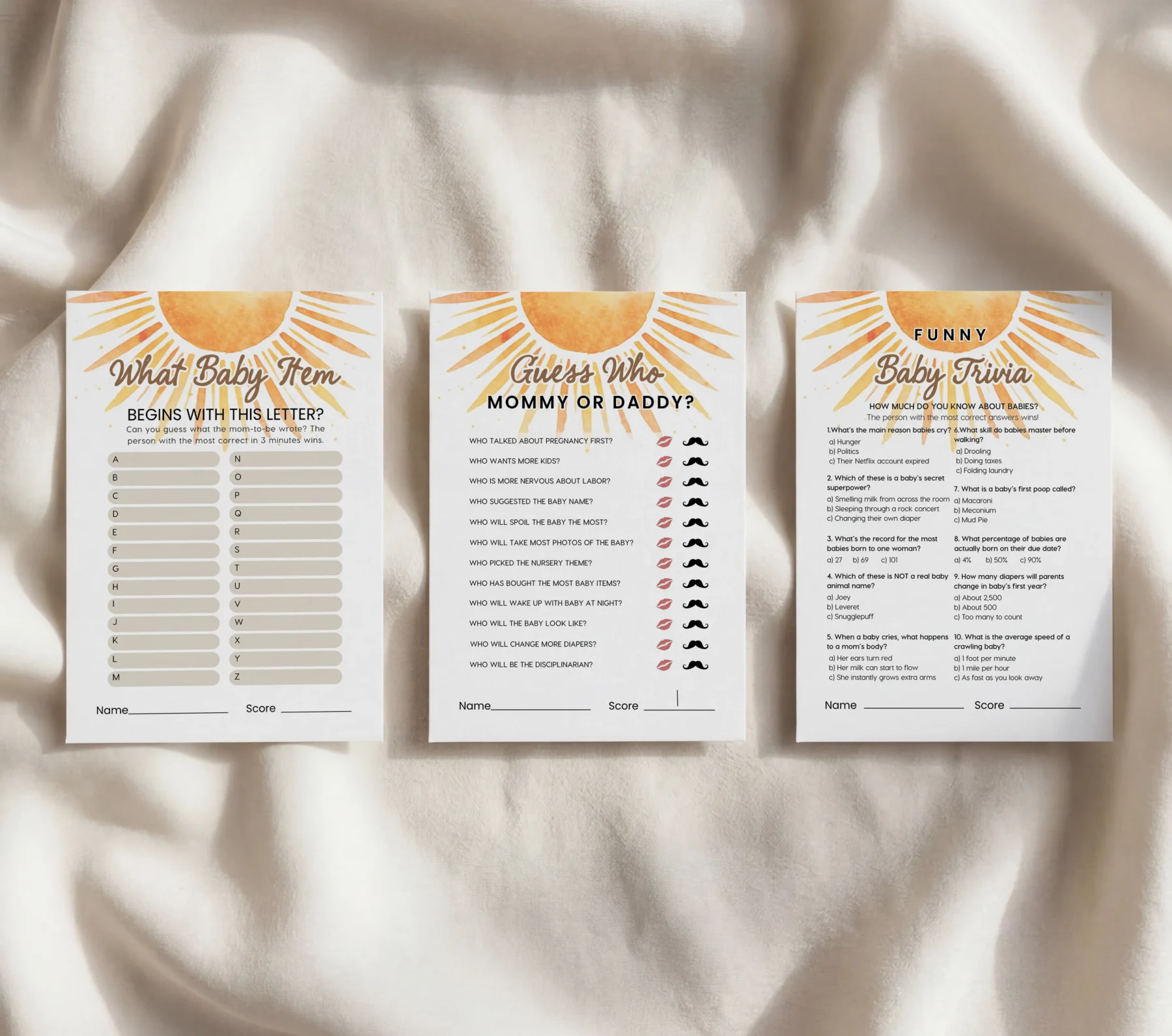 Sunshine Baby Shower Game Canva Template detail 8