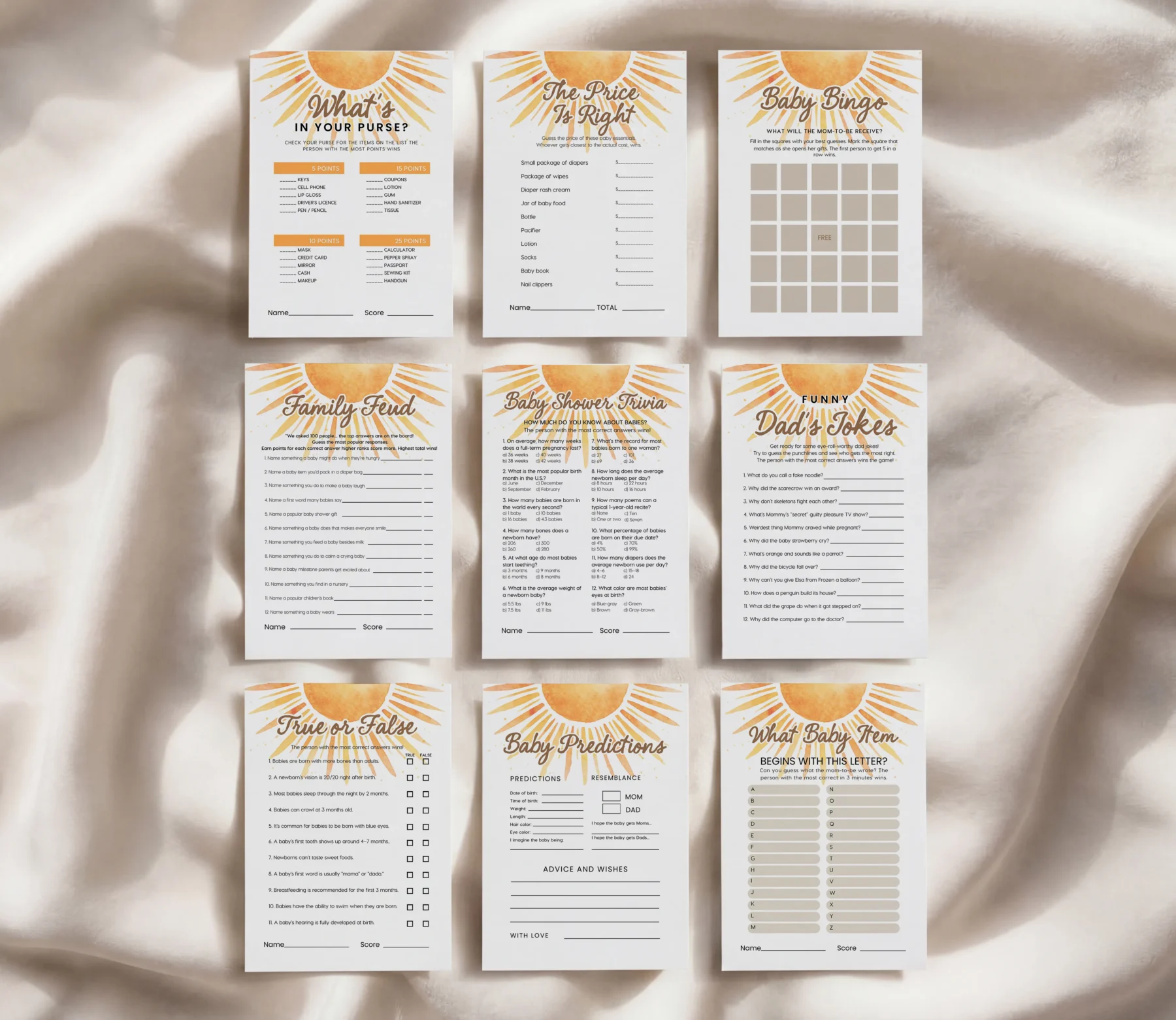 Sunshine Baby Shower Game Canva Template detail 9