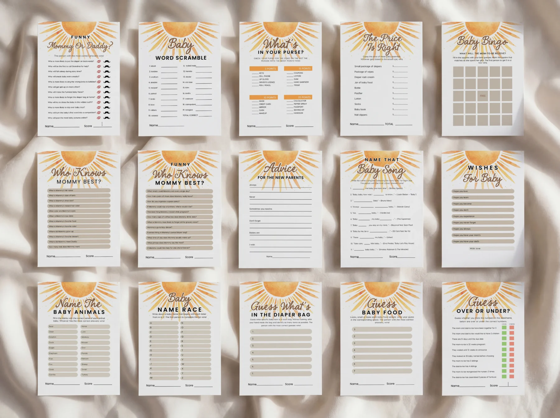 Sunshine Baby Shower Game Canva Template detail 10