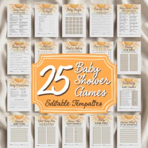 Sunshine Baby Shower Game Canva Template preview