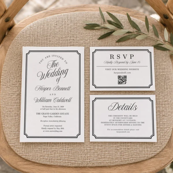 Black Elegant Wedding Invitation Canva Template preview