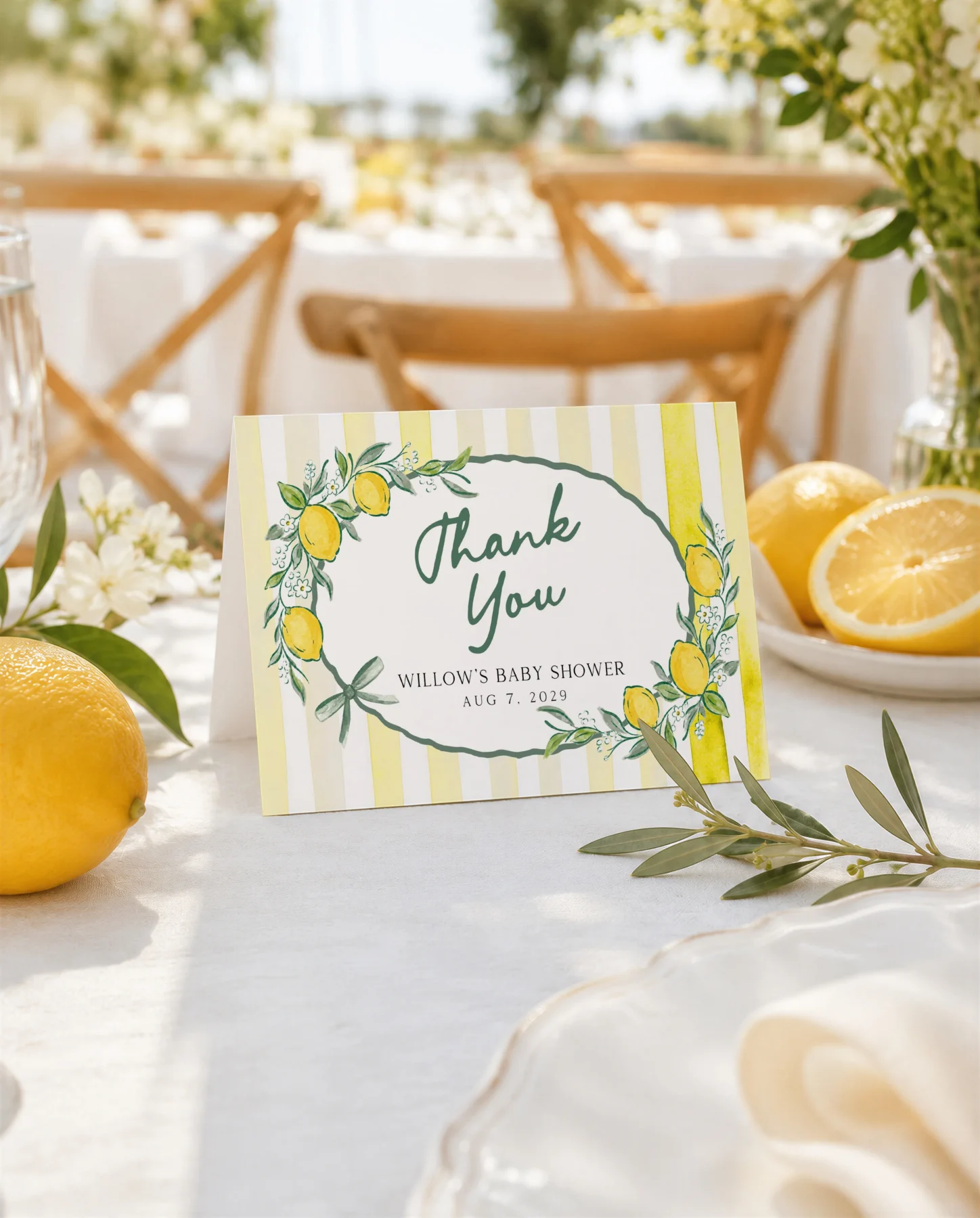 Lemon baby shower Baby Shower Thank You Card Canva Template preview
