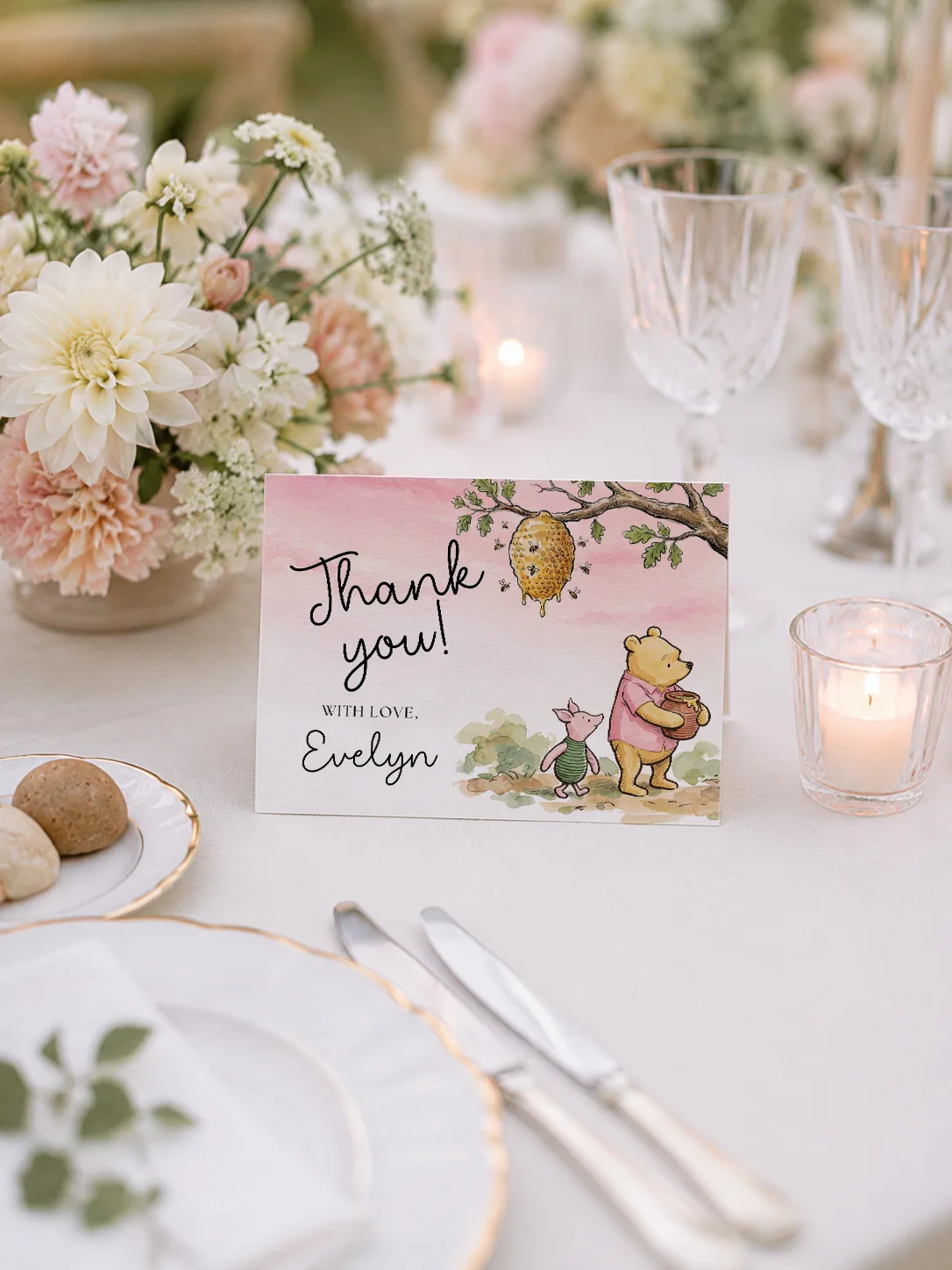Winnie Pink Baby Shower Thank You Card Canva Template detail 2