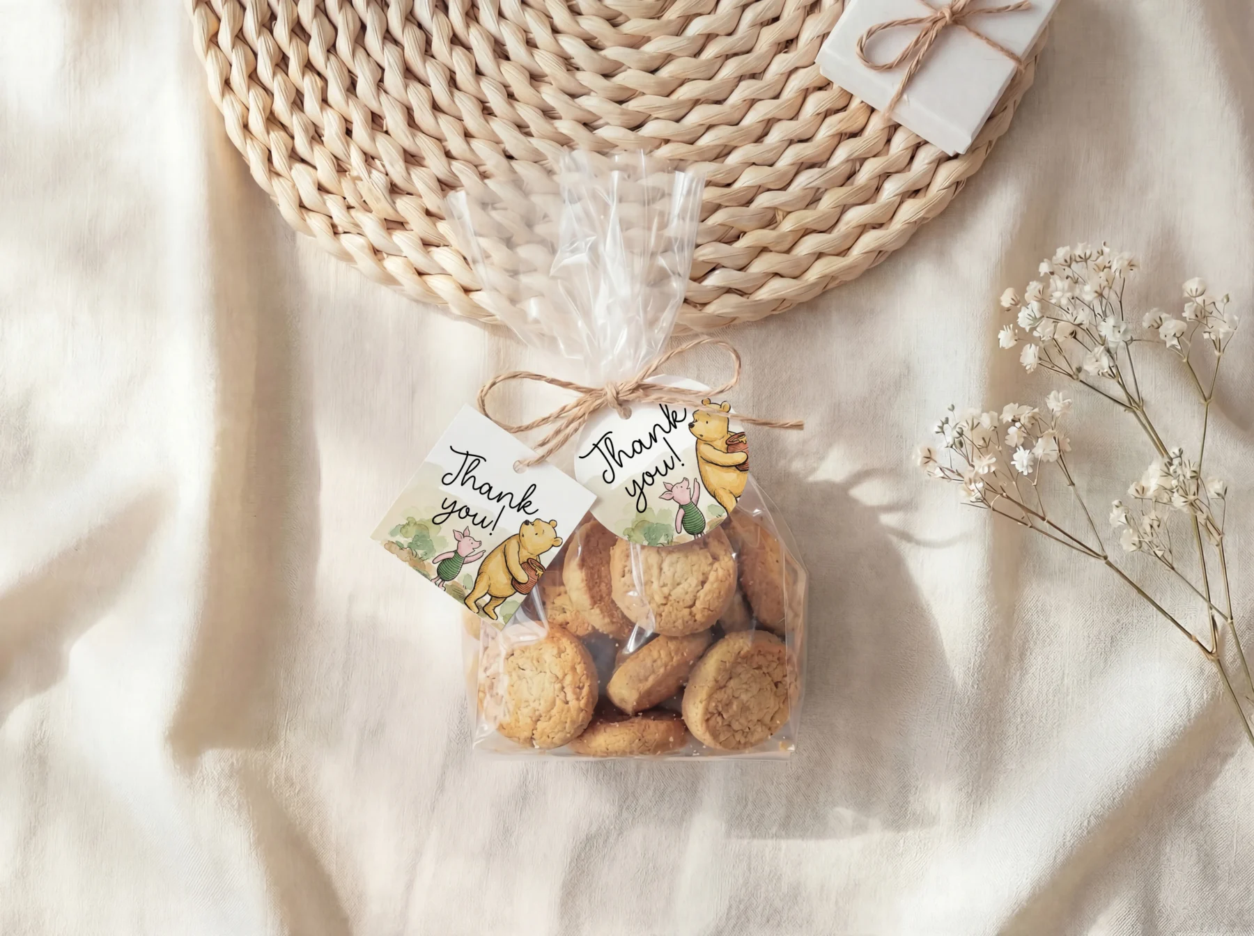 Winnie Beige Baby Shower Gift Tag Canva Template detail 2