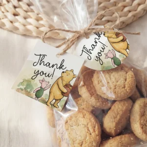 Winnie Beige Baby Shower Gift Tag Canva Template preview