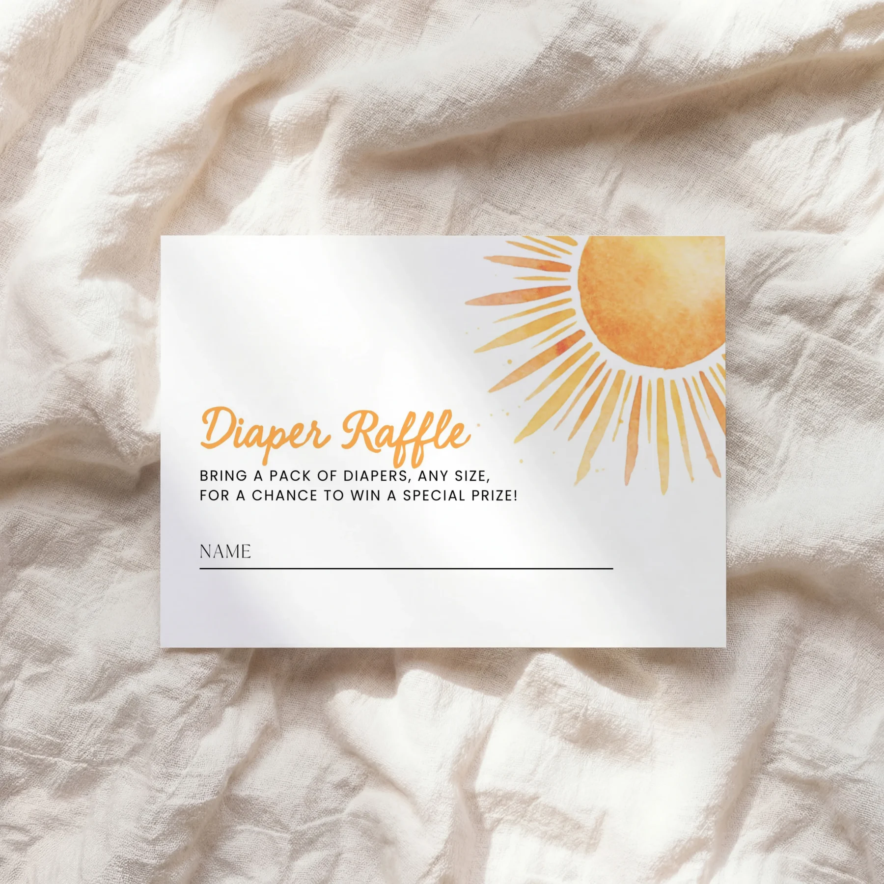 Sunshine Baby Shower Diaper Raffle Card Canva Template detail 2