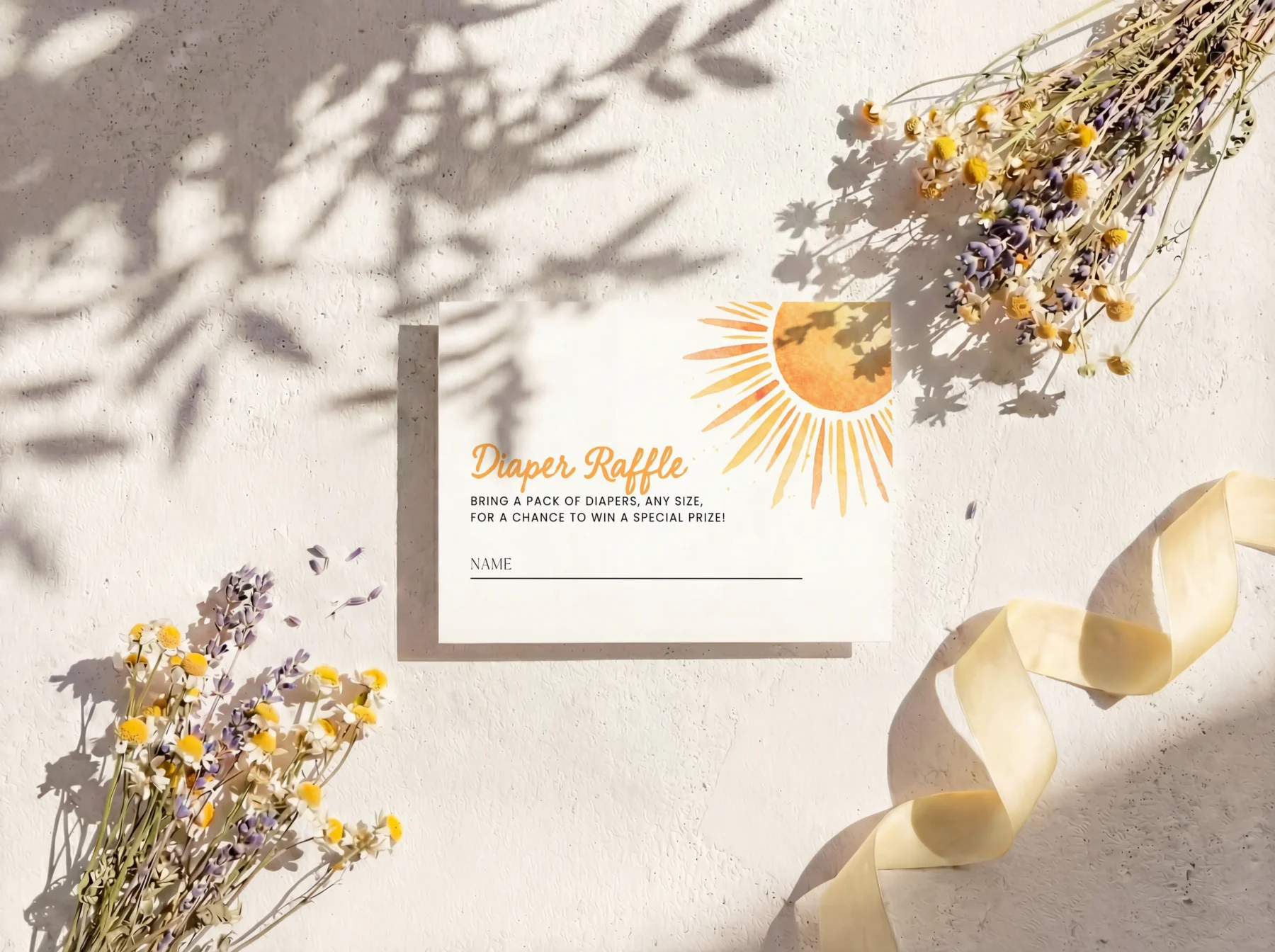 Sunshine Baby Shower Diaper Raffle Card Canva Template detail 3