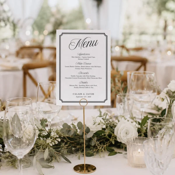 Black Elegant Wedding Menu Canva Template preview