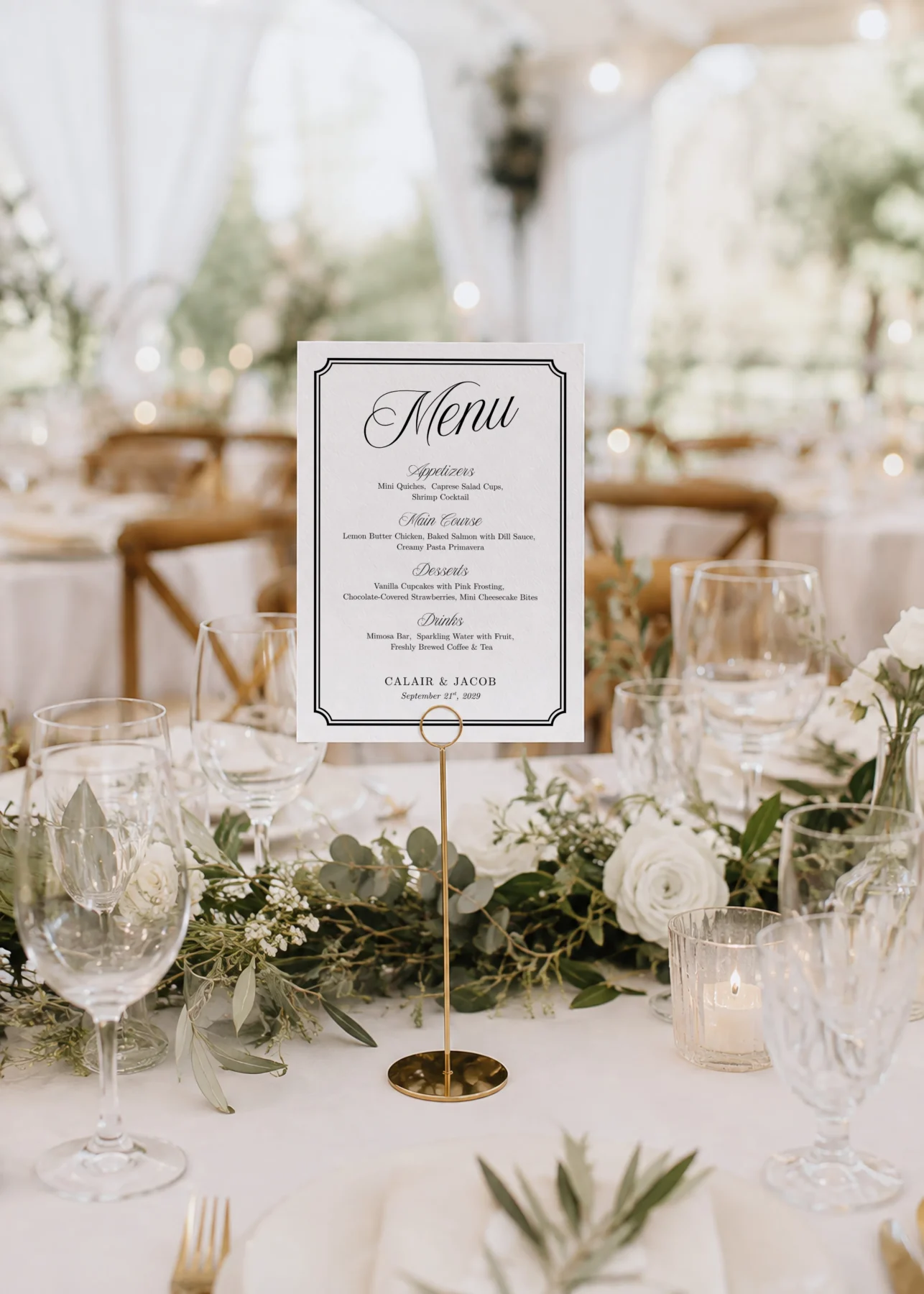 Black Elegant Wedding Menu Canva Template preview