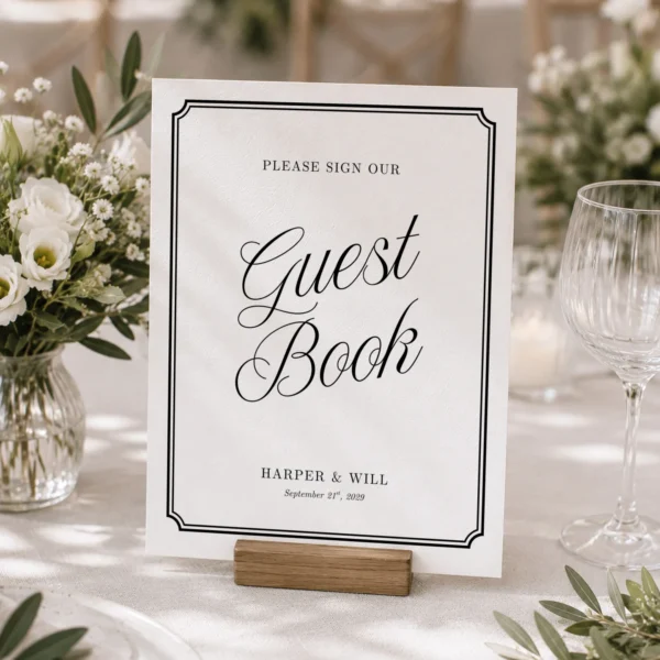 Black Elegant Wedding Sign Canva Template preview