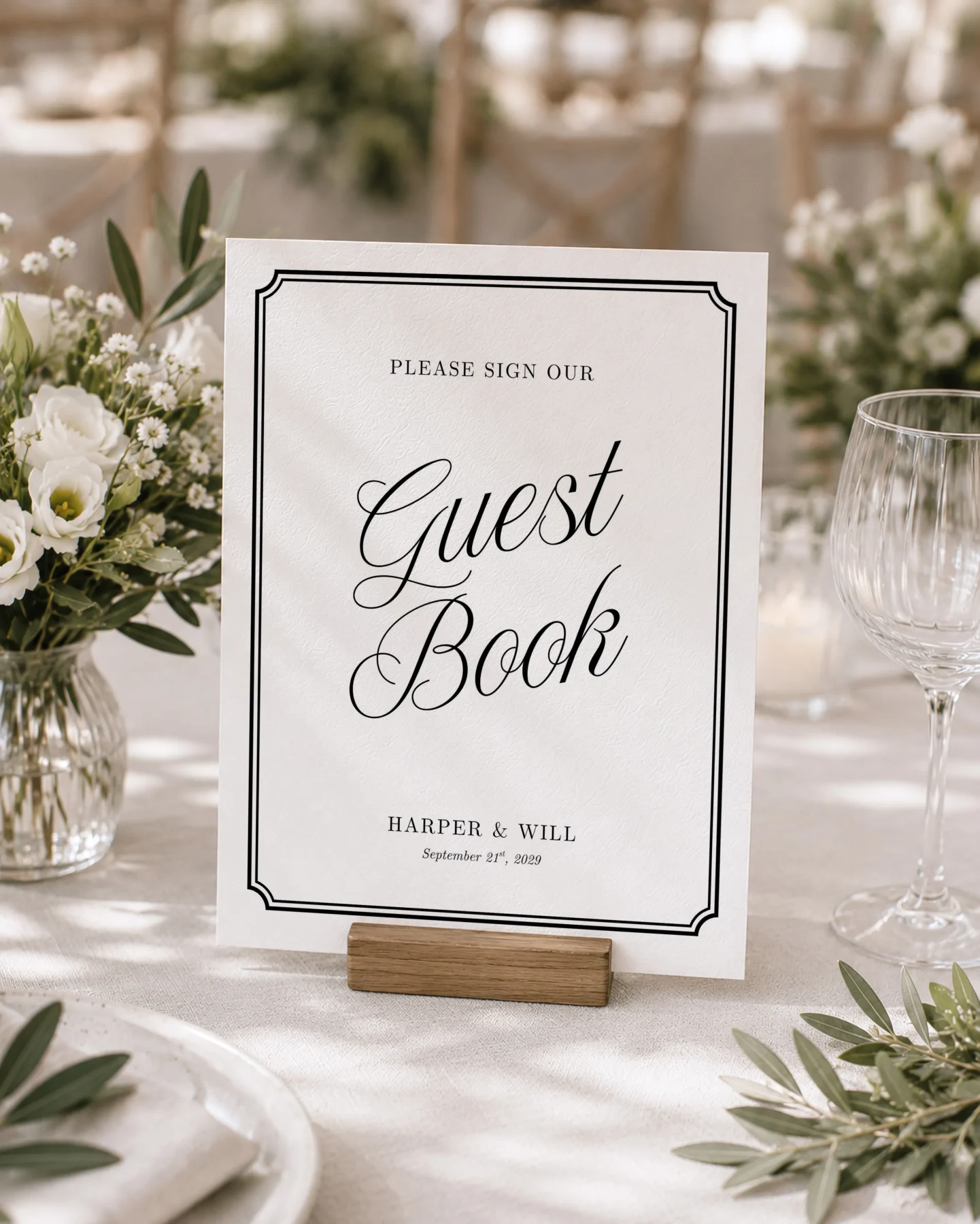 Black Elegant Wedding Sign Canva Template preview