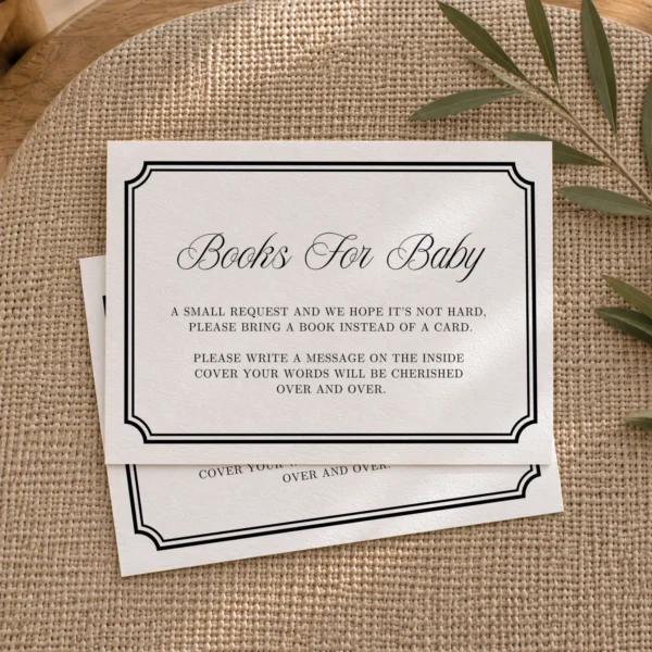Black Elegant Baby Shower Books for Baby Card Canva Template preview