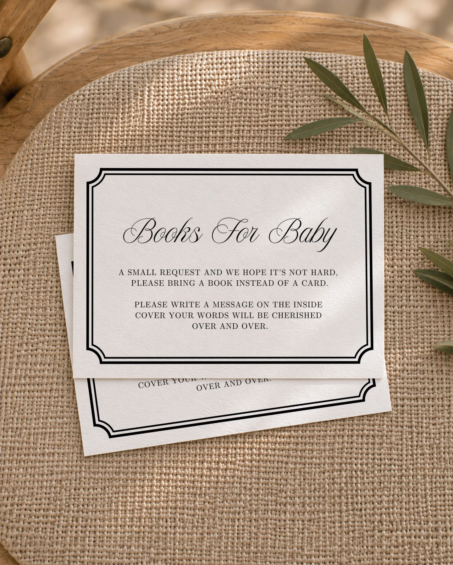 Black Elegant Baby Shower Books for Baby Card Canva Template preview