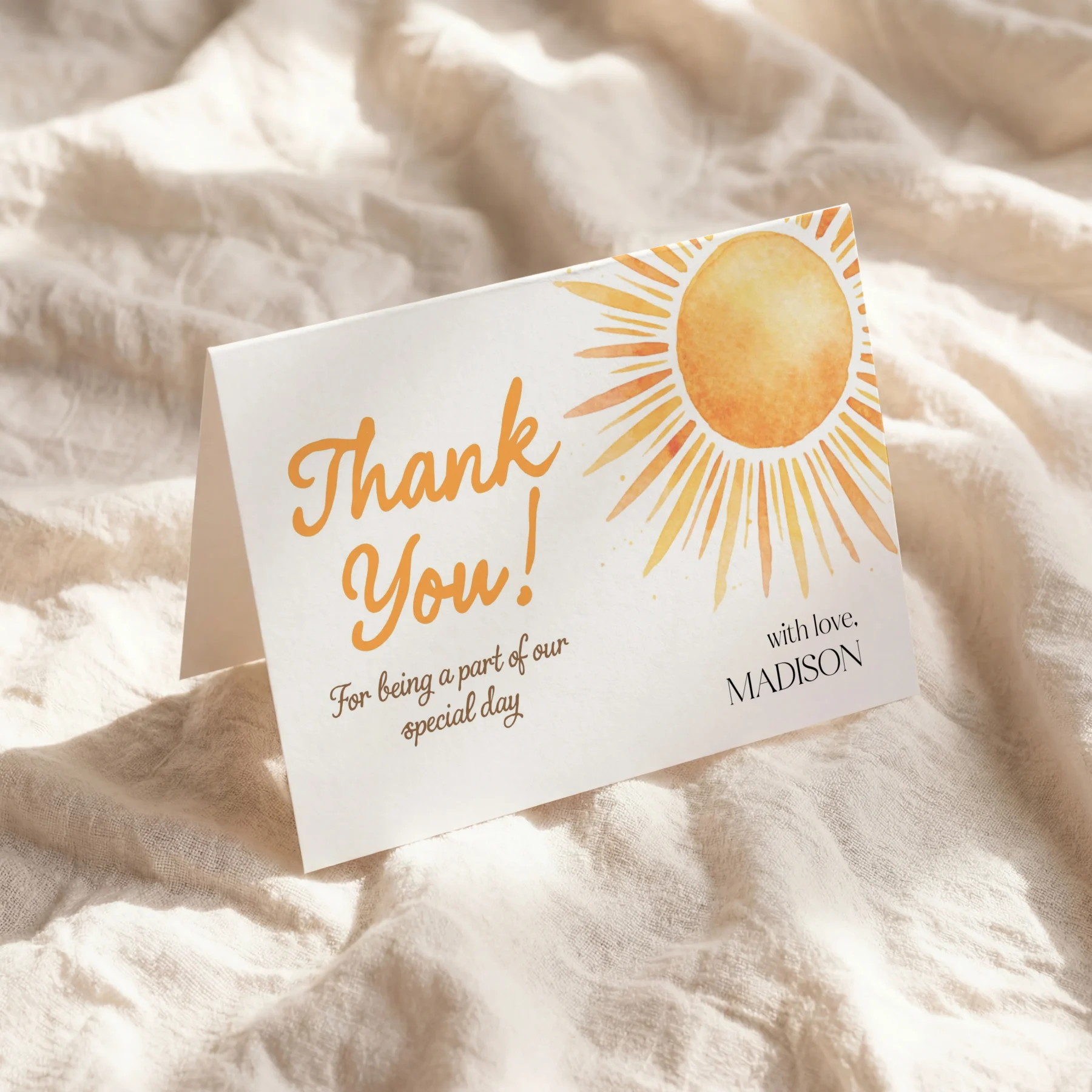 Sunshine Baby Shower Thank You Card Canva Template detail 2