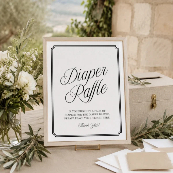 Black Elegant Baby Shower Sign Canva Template preview