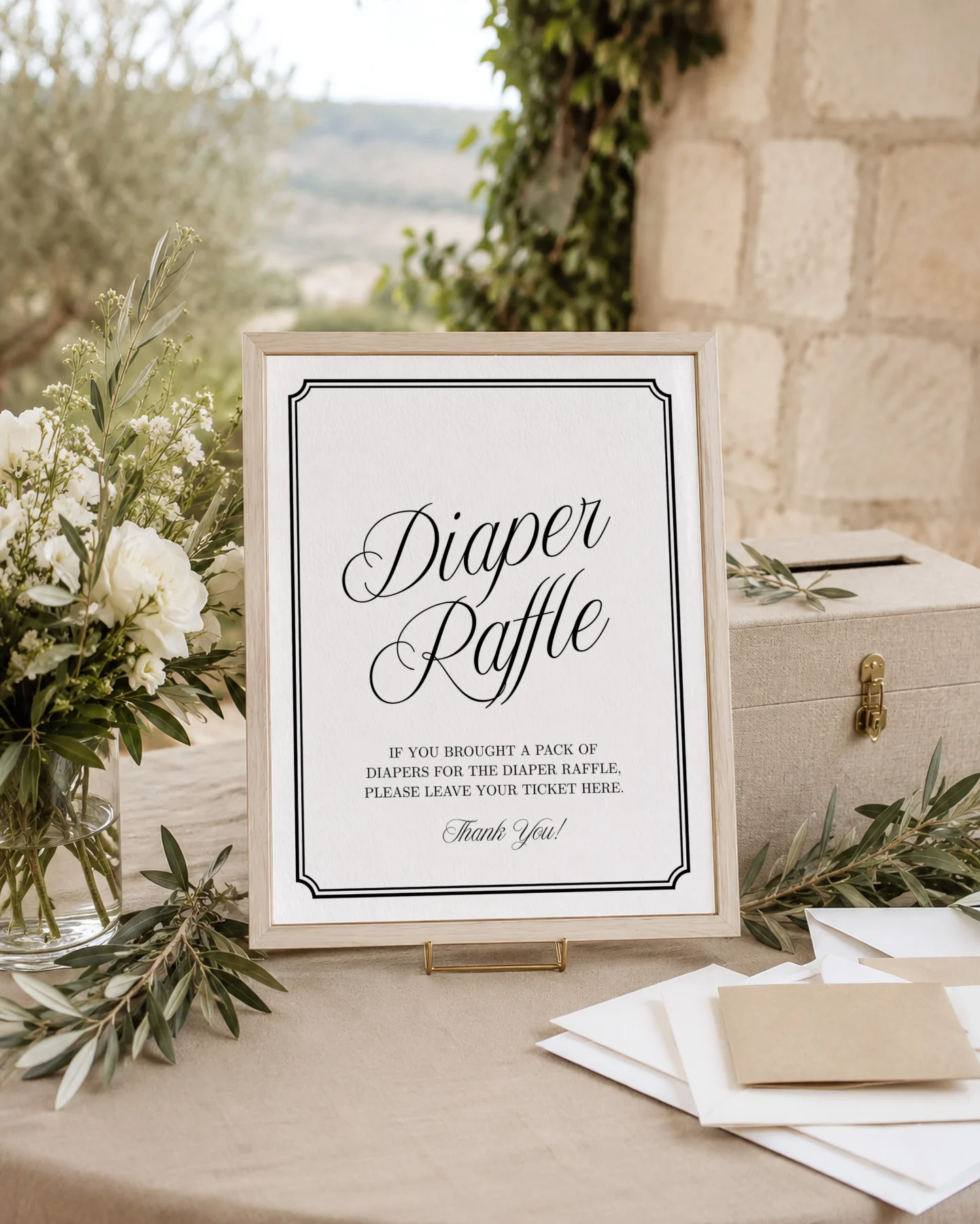 Black Elegant Baby Shower Sign Canva Template preview