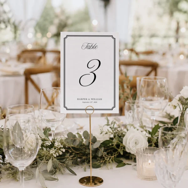 Black Elegant Wedding Table Numbers Canva Template preview