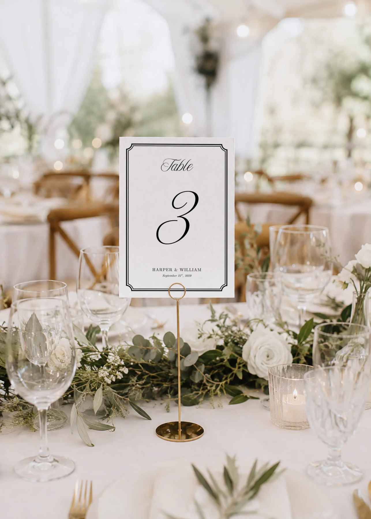 Black Elegant Wedding Table Numbers Canva Template preview