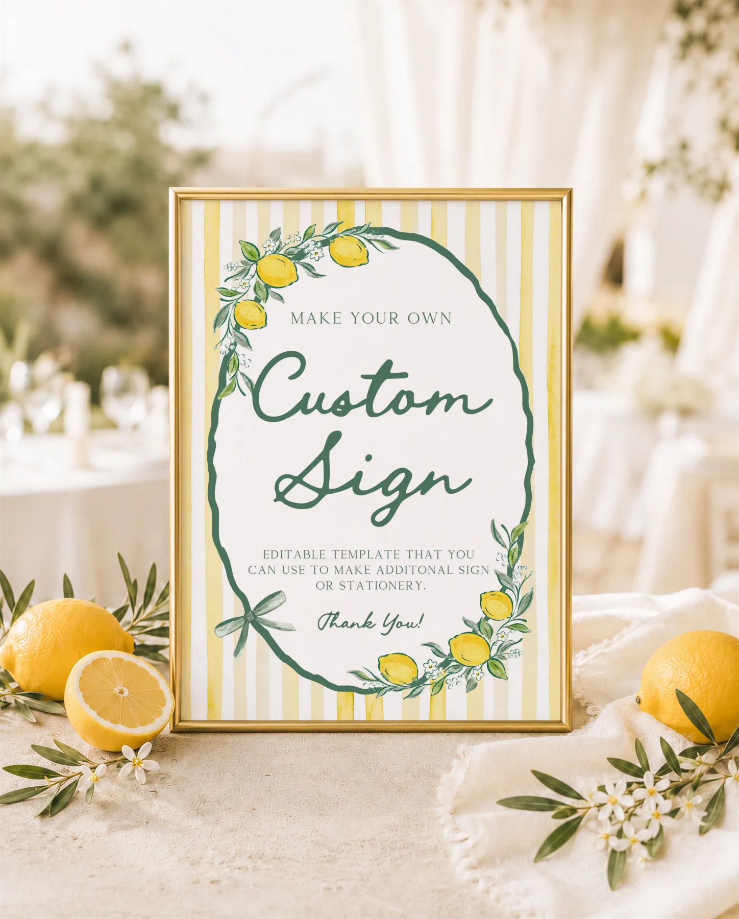 Lemon baby shower Baby Shower Custom Sign Canva Template preview