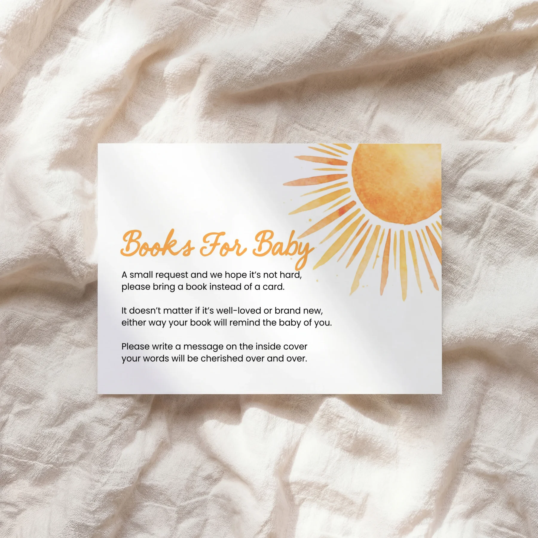 Sunshine Baby Shower Books for Baby Card Canva Template detail 2