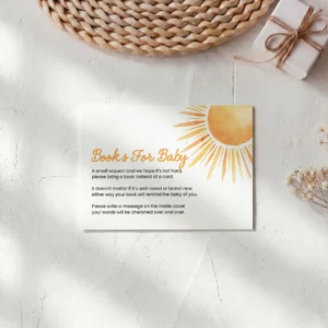 Sunshine Baby Shower Books for Baby Card Canva Template preview